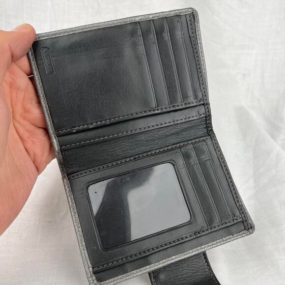 Vintage Coach Bifold Gray Silver Pebble Grain Leather Turn-lock Stylish Wallet - Picture 5 of 7